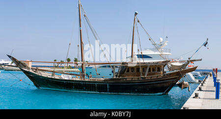 Altmodische Yacht im Roten Meer Hafen von Hurghada sekalla, Stockfoto