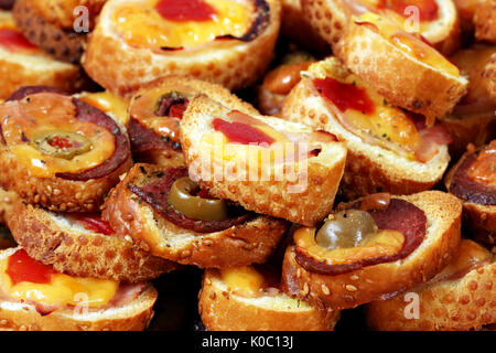 Bruschette Nahaufnahme Nahrung Hintergrund Stockfoto