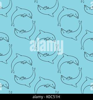 Cute Delphine Aquatic marine Natur Meer Stock Vektor