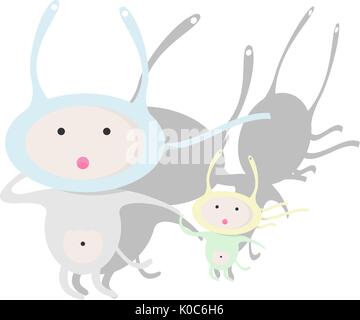 Zwei süße Cartoon Monster. Vector Illustration Stock Vektor