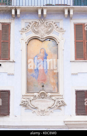 Wandbild von der Jungfrau Maria in der Nähe des Pantheon in Rom, Italien Stockfoto