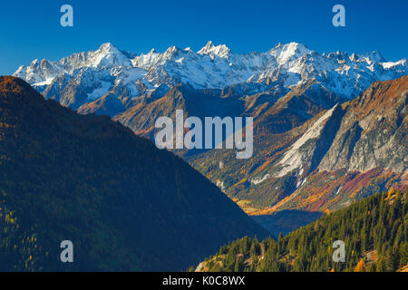 Mont Dolent - 3820 m, Aguille d'Argentière - 3901 m, Aguille Verte - 4122 m, Frankreich Stockfoto