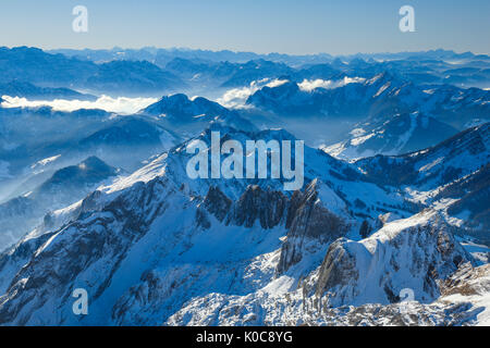 Aussicht vom Säntis, Appenzell, Schweiz Stockfoto