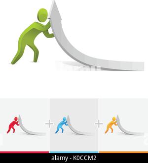 3D-Vektor Strichmännchen durch Drücken der Pfeiltasten Grafik nach oben Stock Vektor