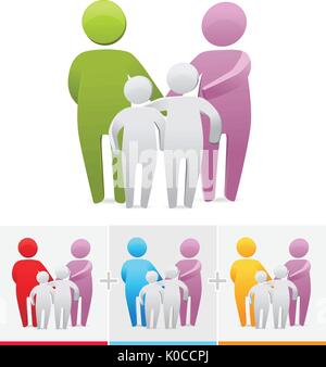 3D-Vektor Strichmännchen Familie Stock Vektor