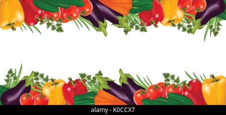 Hintergrund Mit Organischen frisches Gemüse. Gesundes Essen. Frische Lebensmittel Konzept Stock Vektor
