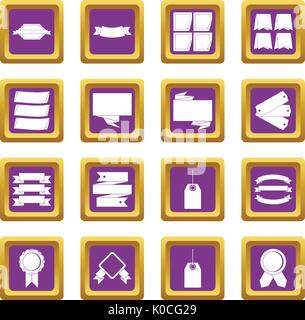 Verschiedene bunte Etiketten Icons Set lila Stock Vektor