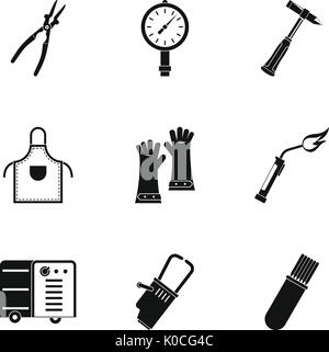 Schweißer beruf Icon Set, einfachen Stil Stock Vektor