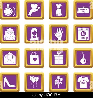 Muttertag Icons Set lila Stock Vektor