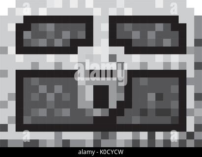 Monochrome pixelated Schatztruhe mit Vorhängeschloss Stock Vektor