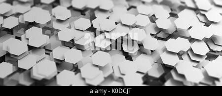 Grau Sechsecke kreative Zusammenfassung Hintergrund. 3D-Darstellung Stockfoto