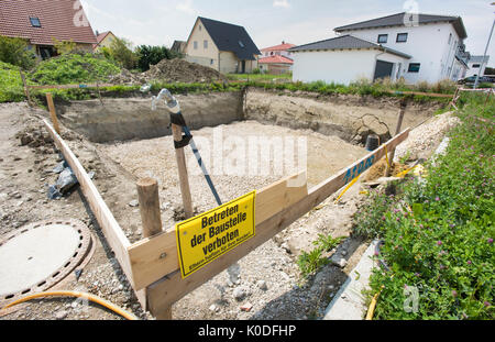 Bau Grube für das Fundament der Wohnhaus Stockfoto