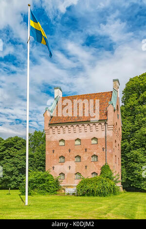 Ein Bild des mittelalterlichen Gebäude von Borjes Turm neben Borgeby schloss im Skane Region Schwedens. Stockfoto