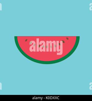 Schneiden Sie ein Stück Wassermelone auf einem hellen Hintergrund. Stock Vektor