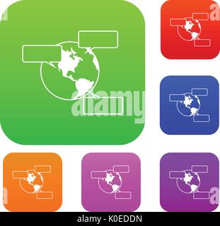Globus und leere Sprechblasen set Sammlung Stock Vektor