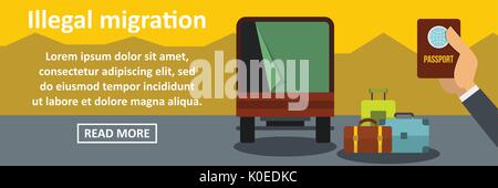Illegale Migration banner horizontale Konzept Stock Vektor