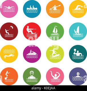 Wasser sport Icons viele Farben eingestellt Stock Vektor