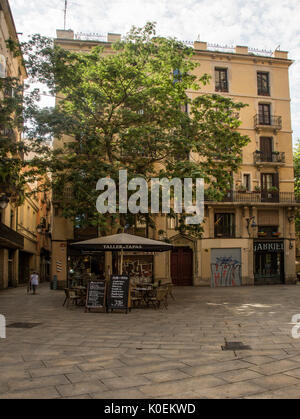 Plaça de Sant Josep Oriol, Barcelona, Spanien Stockfoto