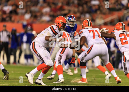 21. August 2017: Cleveland Browns quarterback DeShone Kizer (7) Während der NFL Football Spiel zwischen den New York Giants und der Cleveland Browns zunächst Energie Stadion in Cleveland, Ohio. JP Waldron/Cal Sport Media Stockfoto