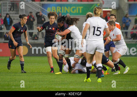 Belfast, Nordirland, Irland. 22 Aug, 2017. England v France Halbfinale während der Frauen Rugby World Cup in Kingspan Stadium, Belfast. Credit: Elsie Kibue/Alamy leben Nachrichten Stockfoto