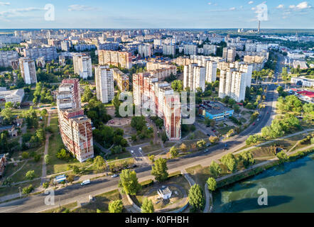Vögel Auge Ansicht von Troieshchyna Bezirk von Kiew, Ukraine Stockfoto