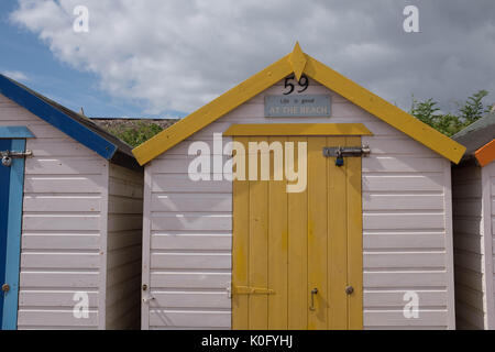 Holzhütten Am Goodrington Sands, Paignton, Devon Stockfoto