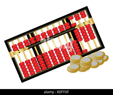 Alte chinesische Abacus isoliert Stockfoto