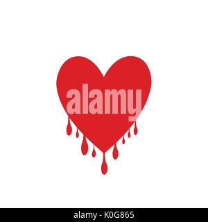 Rotes Herz mit Tropfen Stock Vektor