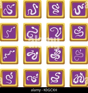 Schlange Icons Set lila Stock Vektor