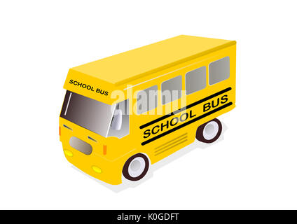 Abbildung: Eine kleine Schule Bus auf weißem Hintergrund Stockfoto