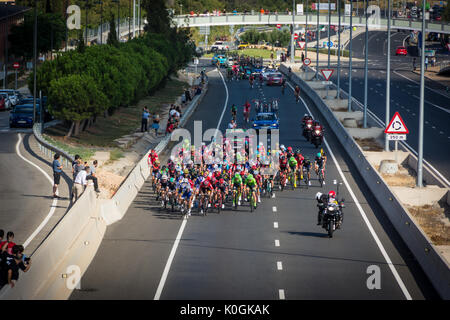 Tarragona, Spanien - 22. August 2017: Radfahren Gruppe auf der Wettbewerb La Vuelta Ciclista von Spanien Stockfoto