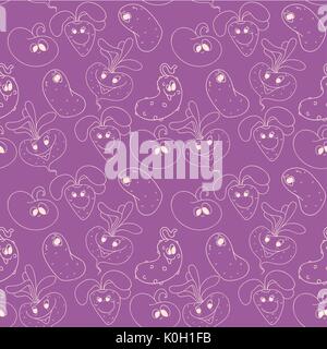 Nahtlose Muster Hintergrund mit Cartoon lustig lächelnd Gemüse für Kinder Textil- oder Drucken Stock Vektor