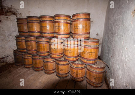 Barrel Schießpulver in Deal Castle, Kent, Vereinigtes Königreich Stockfoto