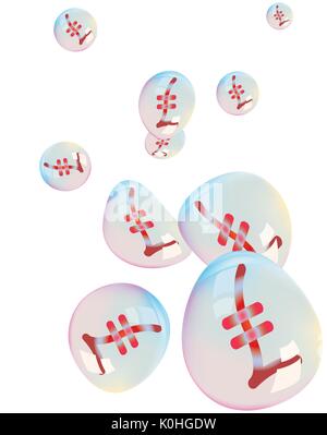 Andere Währung in den Luftblasen auf weißem Hintergrund Stock Vektor