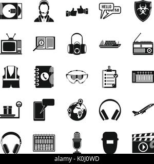 Laute Musik Symbole gesetzt, einfachen Stil Stock Vektor