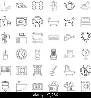 Reibe Symbole gesetzt, outline Style Stock Vektor