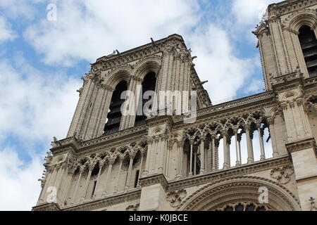 Die Kathedrale Notre Dame von unten auf 2015, Paris Stockfoto