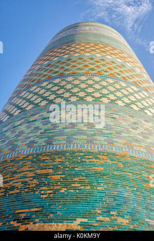 Blauen Fliesen und Mosaik des Islam Khoja Minarett, Chiwa, Usbekistan Stockfoto