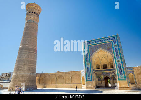 Buchara, Usbekistan - 4. SEPTEMBER: kalyan Minarett und kalyan Moschee, Buchara, Usbekistan. September 2016 Stockfoto