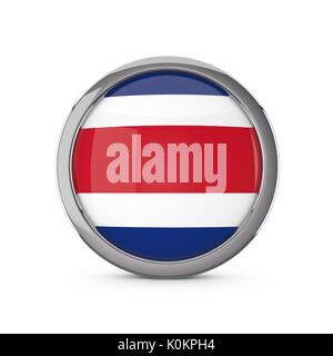 Costa Rica Nationalflagge in einer glänzenden Kreis Form mit Chrome Frame. 3D-Rendering Stockfoto