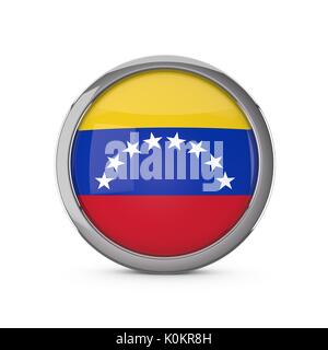 Venezuela Flagge in einer glänzenden Kreis Form mit Chrome Frame. 3D-Rendering Stockfoto