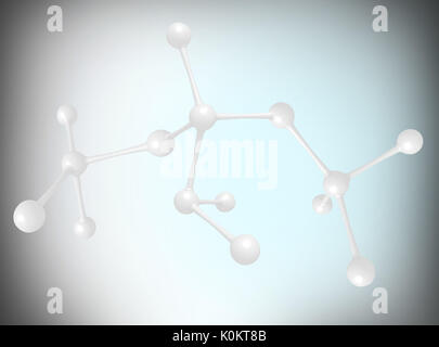 Blaues Glas Molekülstruktur. 3D-Rendering. Stockfoto