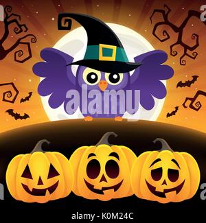 Halloween Eule Thema Bild 2-eps 10 Vector Illustration. Stock Vektor