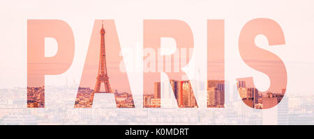 Wort Paris, Frankreich und Europa City Travel Concept Stockfoto