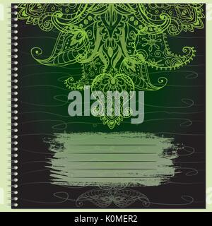 Abdeckung für Notebook mit paisley Ornament, von Hand zeichnen, Vektor, Abbildung Stock Vektor