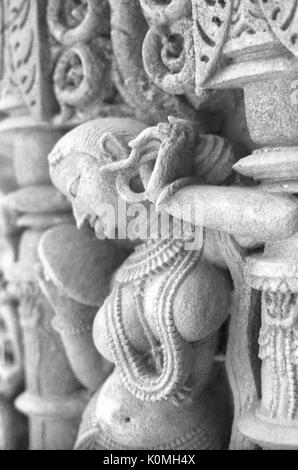 Statue Rani ki Vav, stepwell, Patan, Gujarat, Indien, Asien Stockfoto