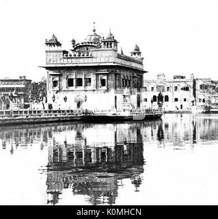 Alte vintage Laterne Folie von Golden Temple, Amritsar, Punjab, Indien, Asien, 1800 s Stockfoto