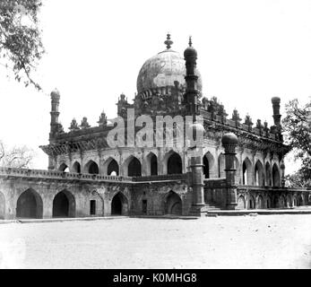 Alte vintage Laterne Folie von Ibrahim rauza Grab, bijapur, Karnataka, Indien, Asien Stockfoto