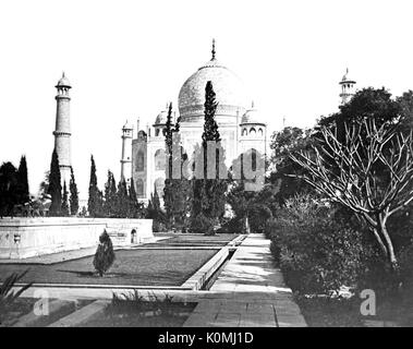 Alte vintage Laterne Folie des Taj Mahal, Agra, Uttar Pradesh, Indien, Asien Stockfoto