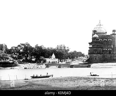 Alte vintage Laterne Folie des Yamuna Flusses, Taj Mahal, Agra, Uttar Pradesh, Indien, Asien Stockfoto